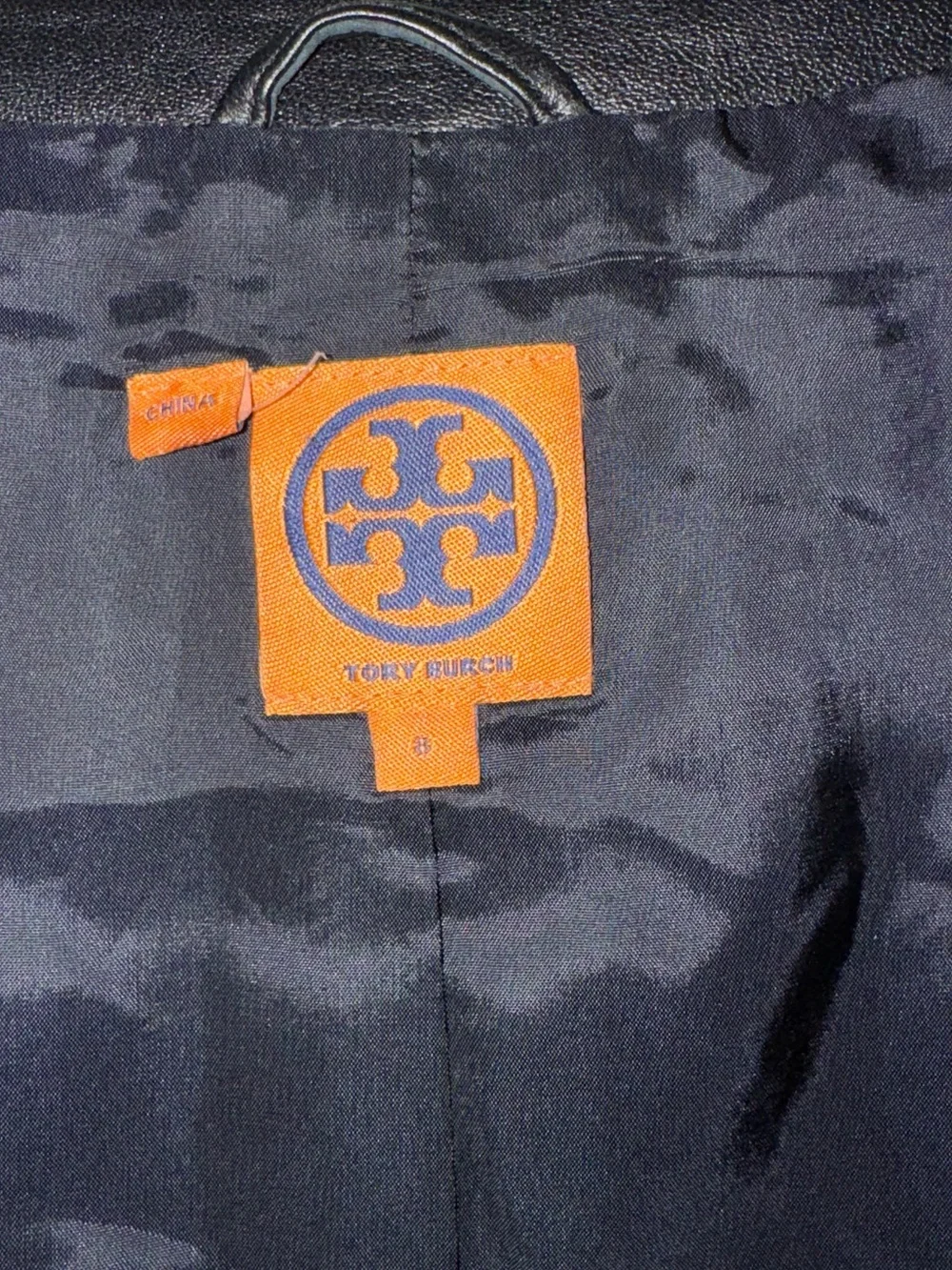 Tory Burch Black Leather Top with Gold Stud Accents